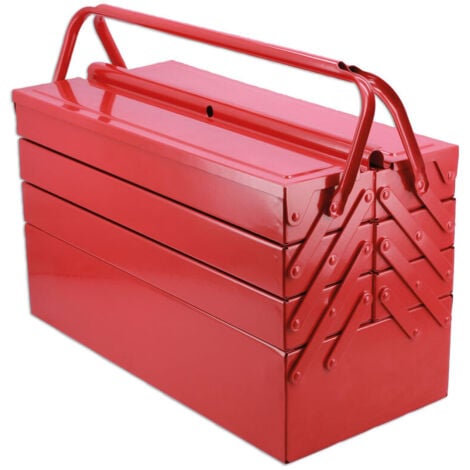 Metal Tool Box – Heavy Duty Steel Tool Case with Handle and Trays for Organising Hand Tools, Ideal for Mechanics, Electricians and Contractors